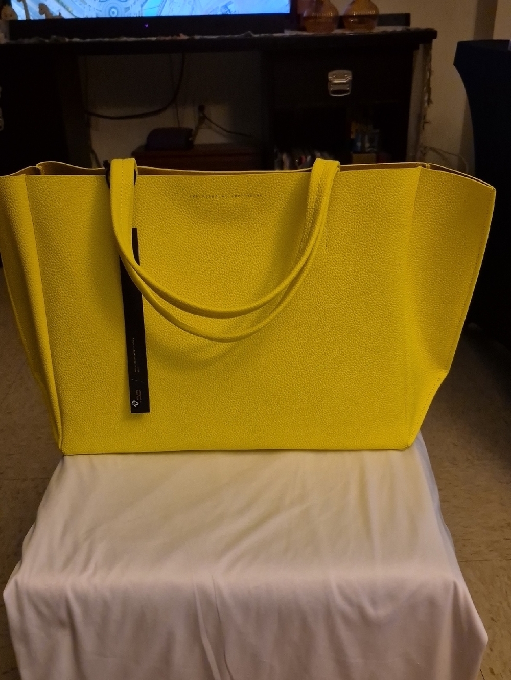 Large Yellow Leather Tote Bag with Top Handles And Purse (Includes Dustbag)